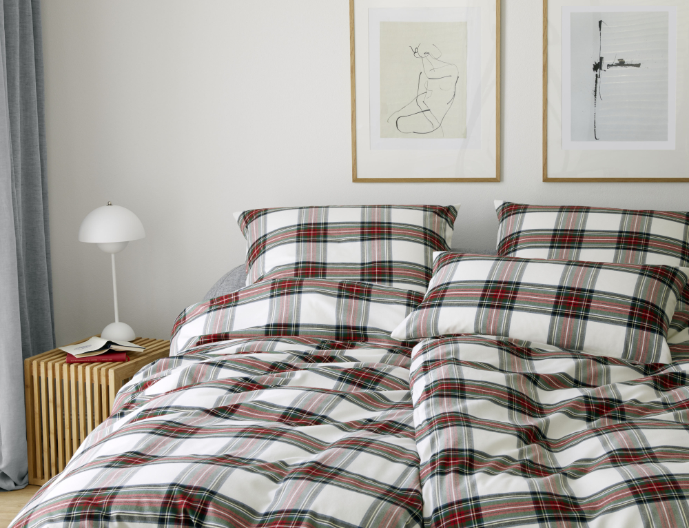 elegante Soft- Flanell Bettwäsche 'Westminster' 135 x 200 cm Wine - Rot