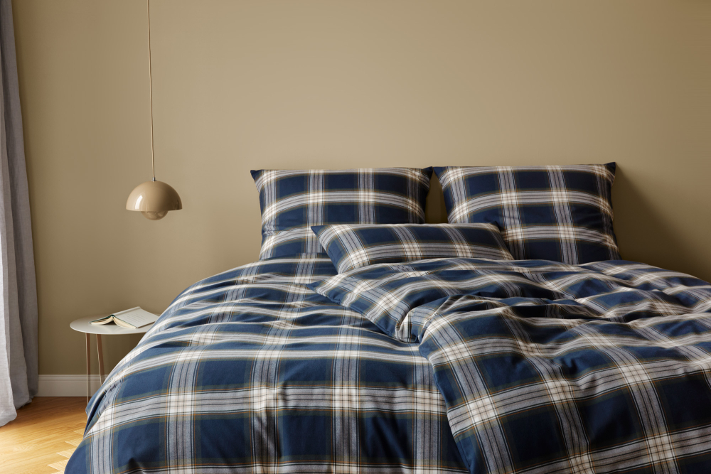 elegante Soft- Flanell Bettwäsche 'Westminster' 135 x 200 cm Blau