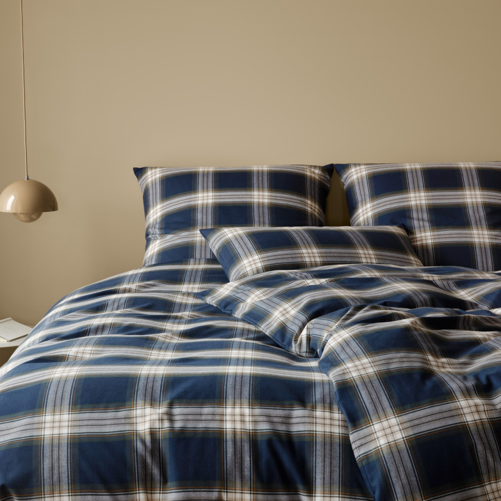 elegante Soft- Flanell Bettwäsche 'Westminster' 135 x 200 cm Blau