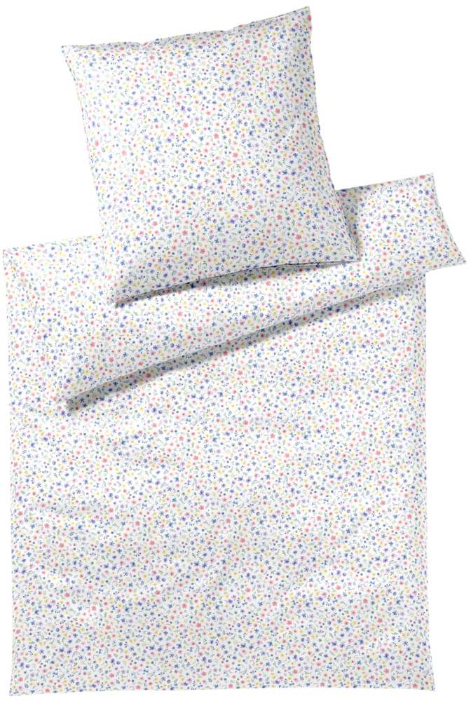 Preview: elegante Mako-Satin Bettwäsche 'Beauties' 135 x 200 cm Weiß