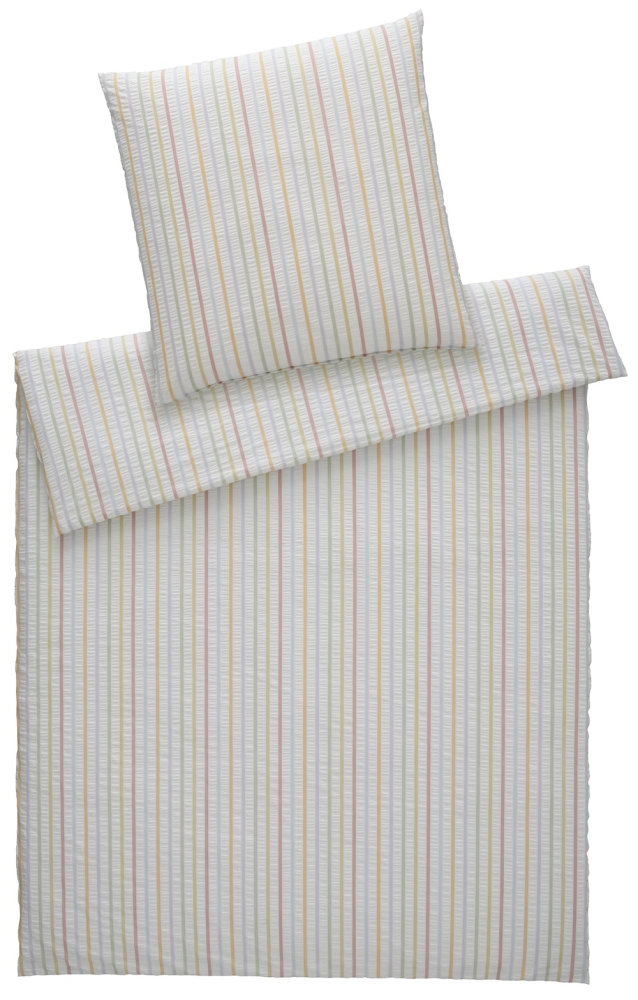 Preview: elegante Seersucker Bettwäsche 'Paula' 135 x 200 cm Multi-Pastell