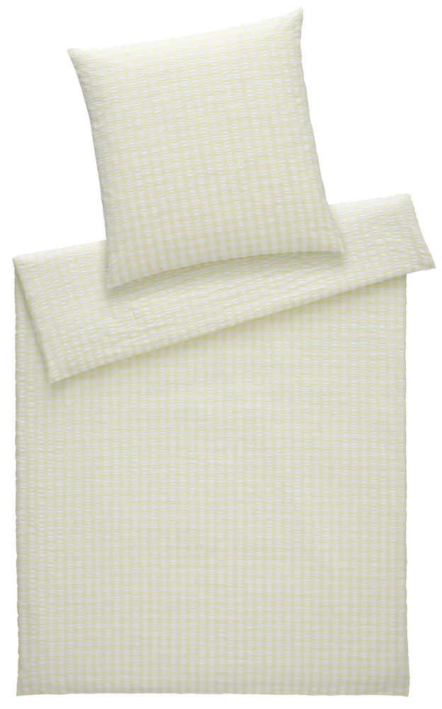 Preview: elegante Seersucker Bettwäsche 'Lilly' 135 x 200 cm Buttergelb