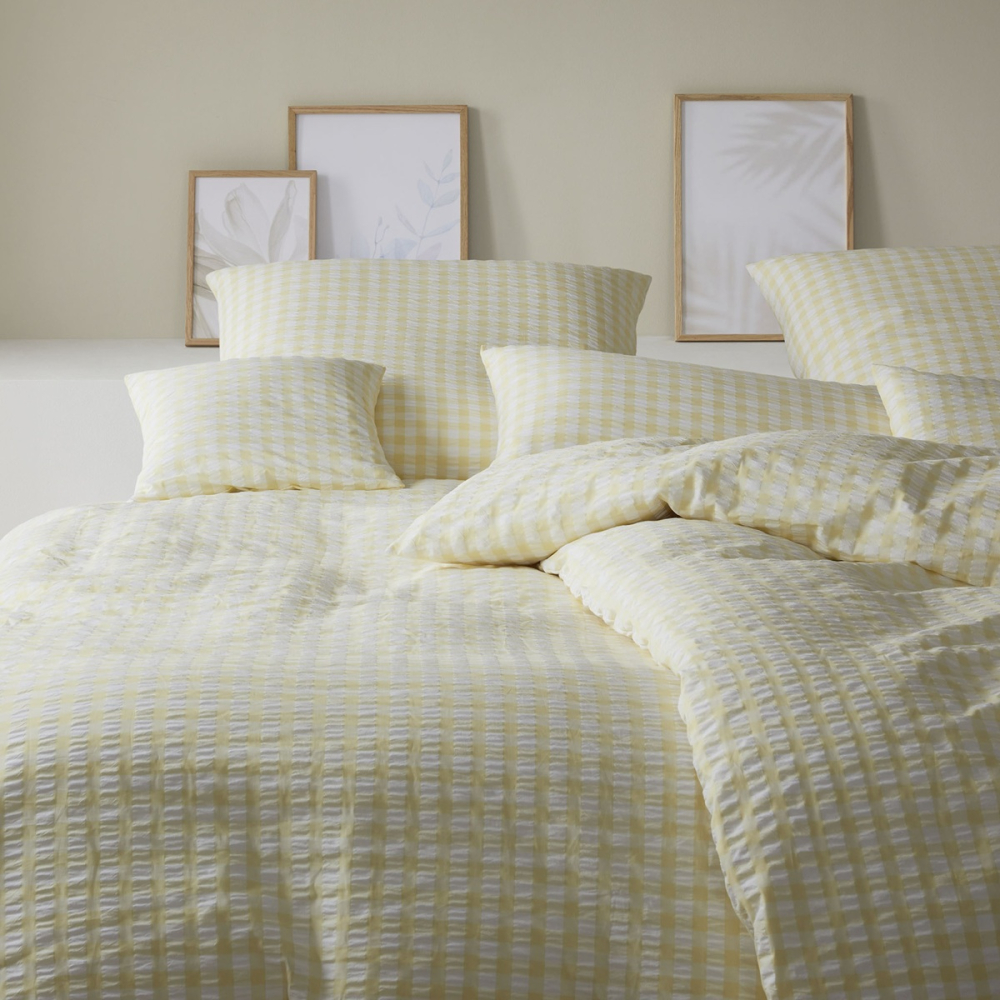 elegante Seersucker Bettwäsche 'Lilly' 135 x 200 cm Buttergelb