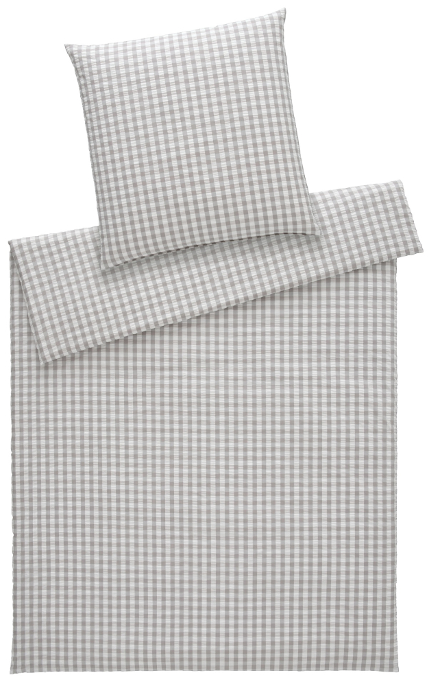 Preview: elegante Seersucker Bettwäsche 'Lilly' 135 x 200 cm Graphit - Hellgrau