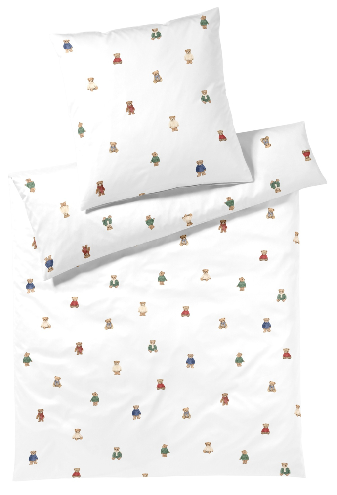 Preview: elegante Soft- Flanell Bettwäsche 'Teddy' 135 x 200 cm Weiß