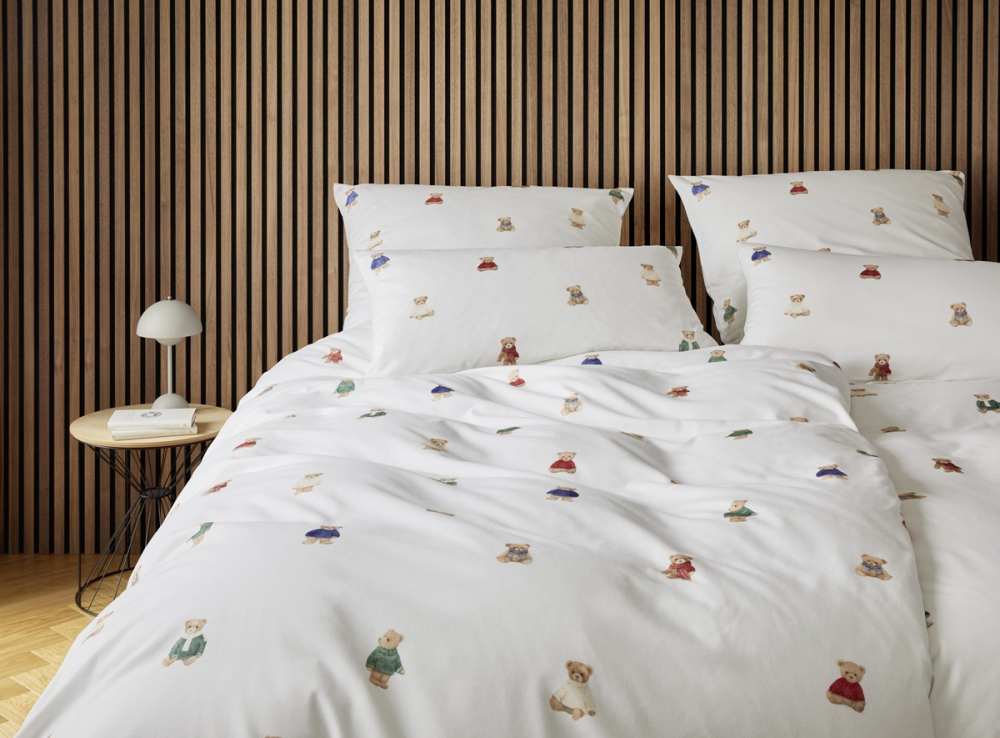 Preview: elegante Soft- Flanell Bettwäsche 'Teddy' 135 x 200 cm Weiß