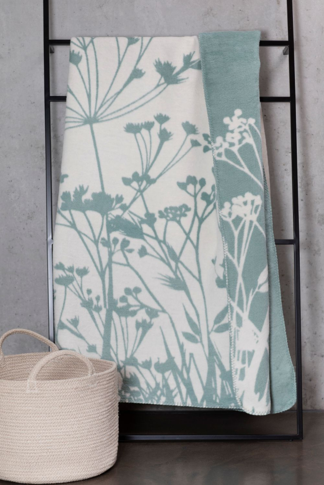 Preview: David Fussenegger Wohndecke Bamboo 'Gräser' 150 x 200 cm Hellgrün