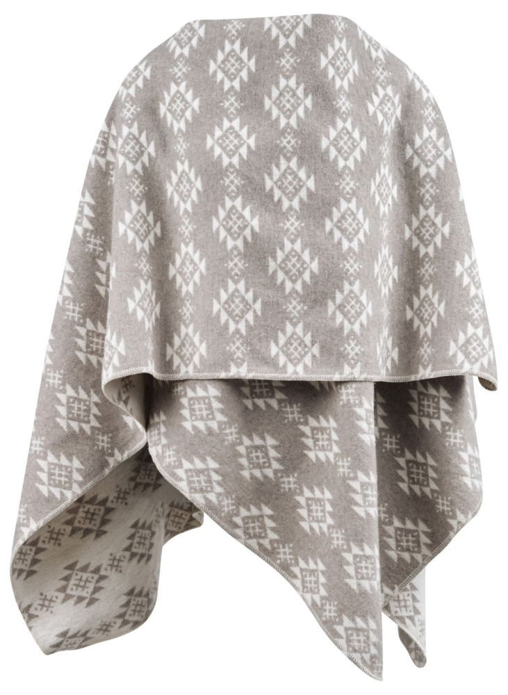 Preview: David Fussenegger Poncho Silvretta 'Aztek' 70 x 140 cm Schlamm- Beige