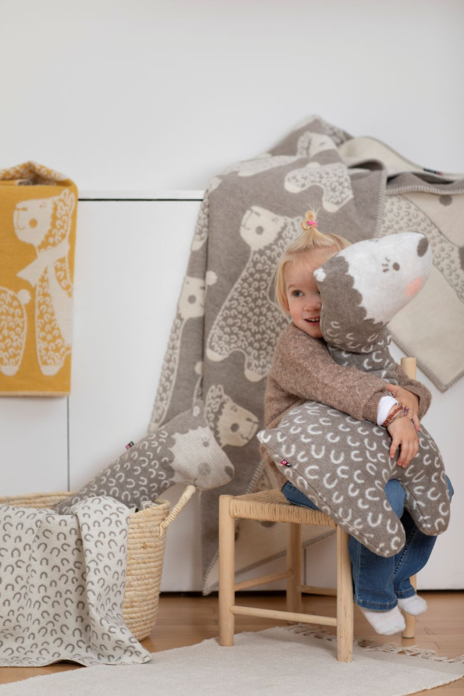 Preview: David Fussenegger Babydecke Plaid Carla 'Alpaka' 70 x 90 cm Rauch- Beige