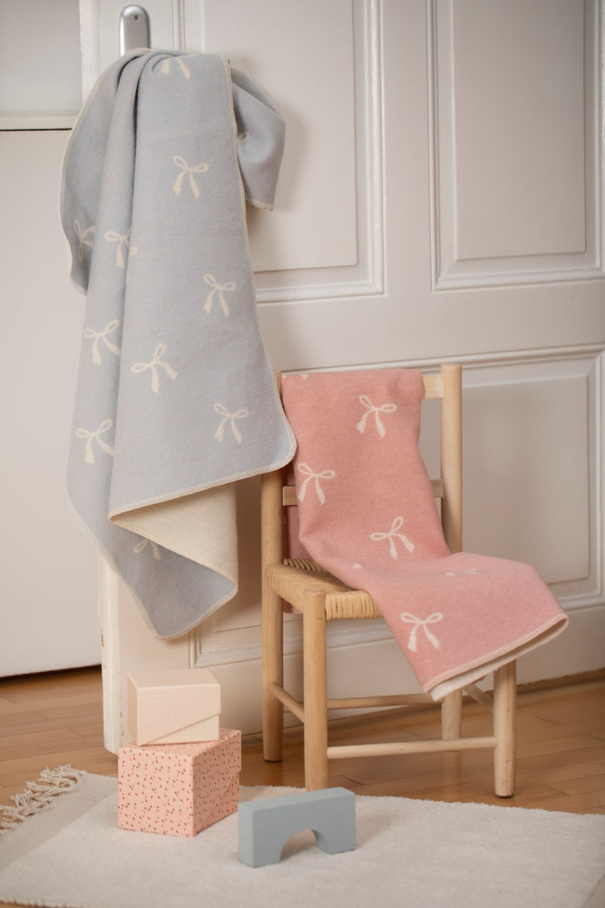 Preview: David Fussenegger Babydecke Juwel 'Schleifchen' 70 x 90 cm Altrosa