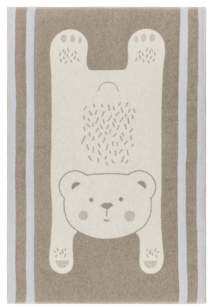 Preview: David Fussenegger Krabbeldecke gefüttert Juwel 'Bär' 120 x 120 cm Rauch- Beige