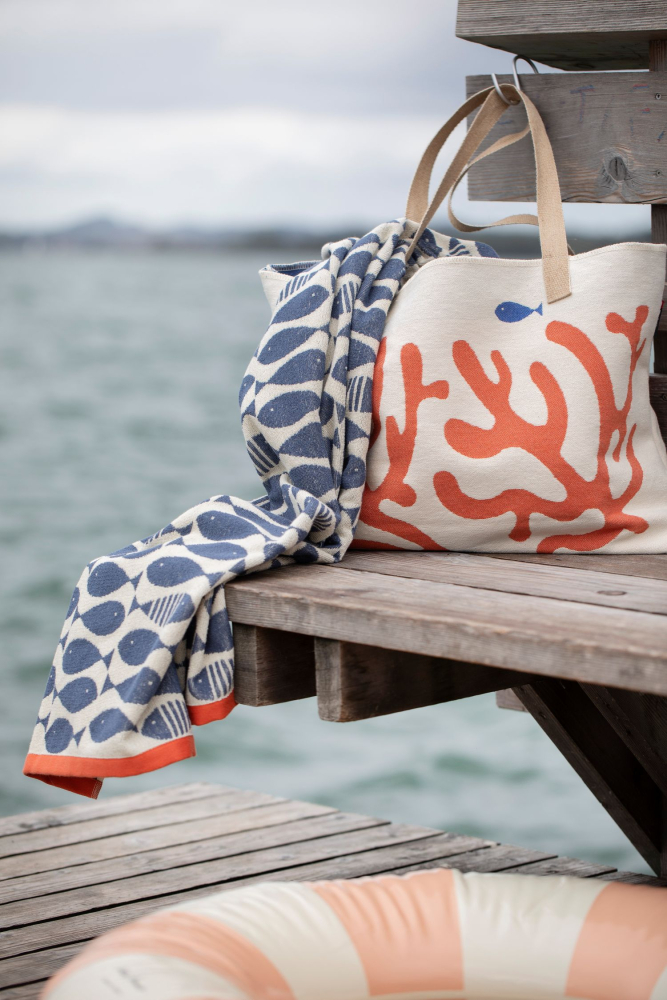 David Fussenegger Playa Frottee- Strandtuch 'Sardines' 140 x 180 cm Marine- Blau