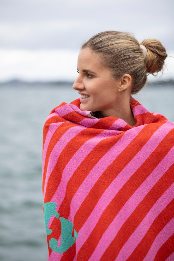 David Fussenegger Playa Frottee- Strandtuch 'Beach Party' 140 x 180 cm Dunkelorange