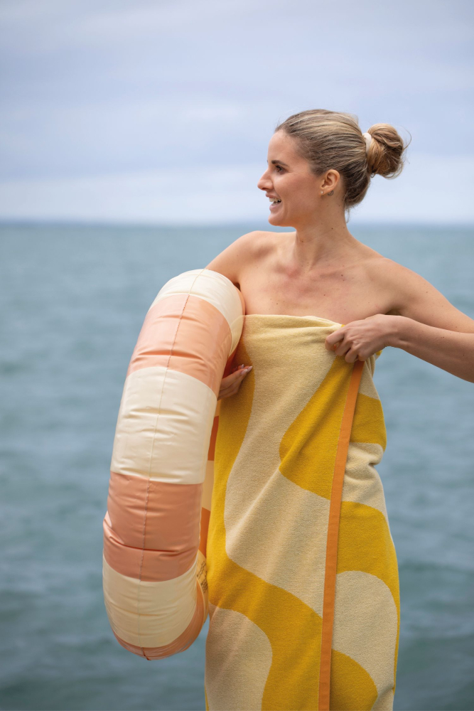 David Fussenegger Playa Frottee- Strandtuch 'Retro Waves' 140 x 180 cm Hellgelb