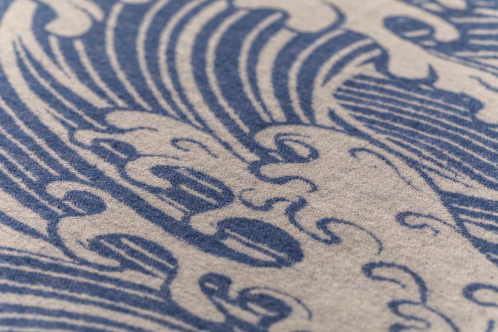 Preview: David Fussenegger Wohndecke Leinenmix Alba 'Make Waves' 140 x 200 cm Marine - Blau