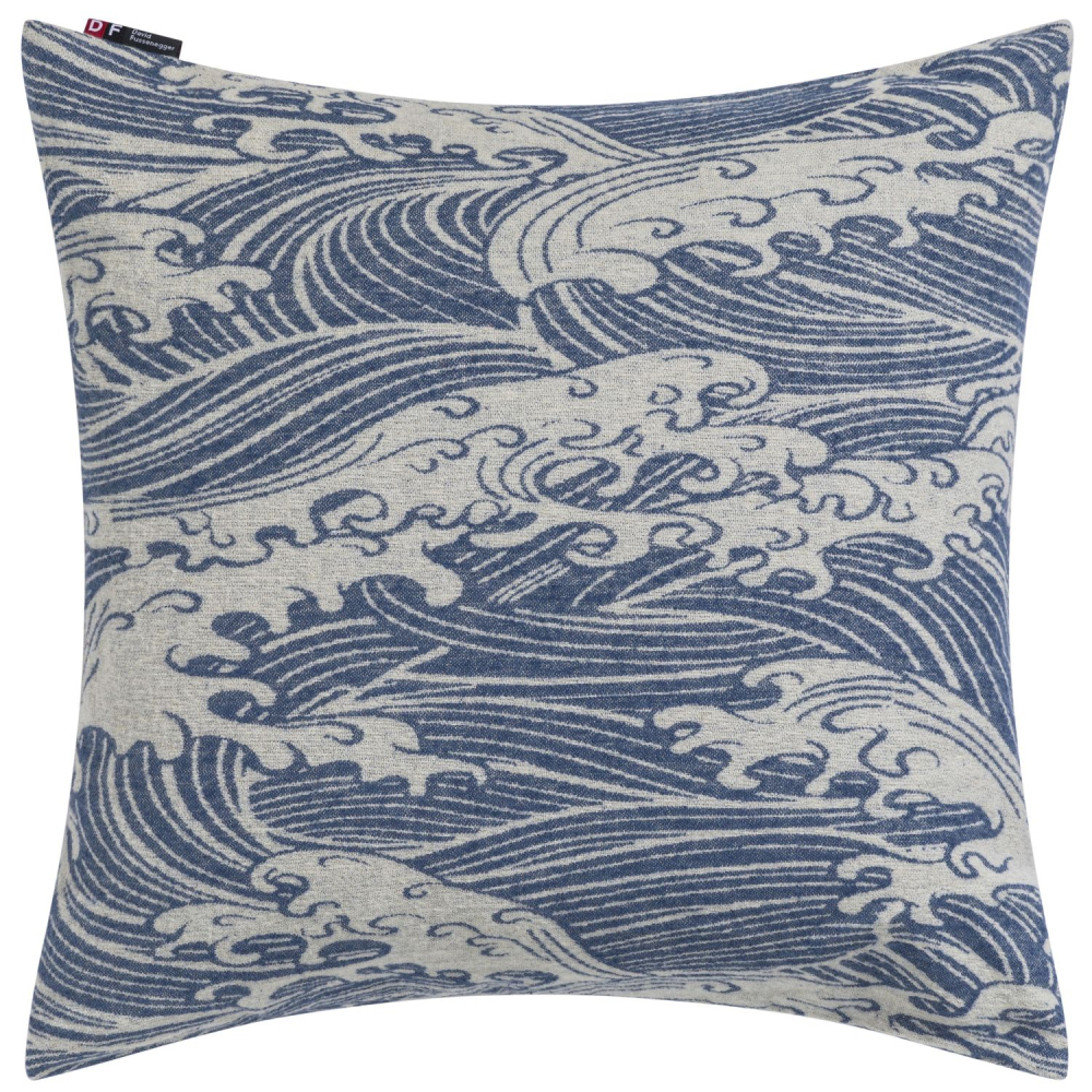 David Fussenegger Kissenhülle Alba 'Make Waves' 50 x 50 cm Marine- Blau