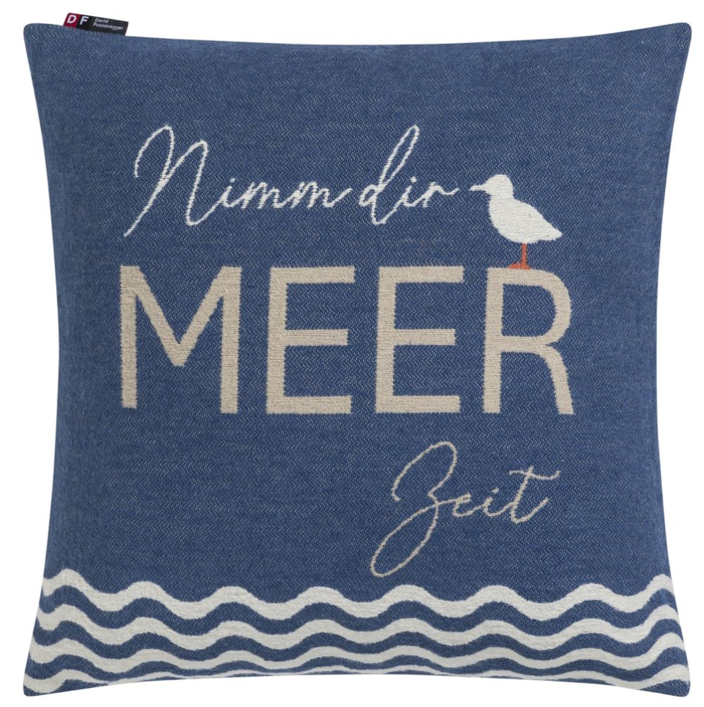 David Fussenegger Kissenhülle Nova 'Nimm dir Meer Zeit' 50 x 50 cm Marine- Blau