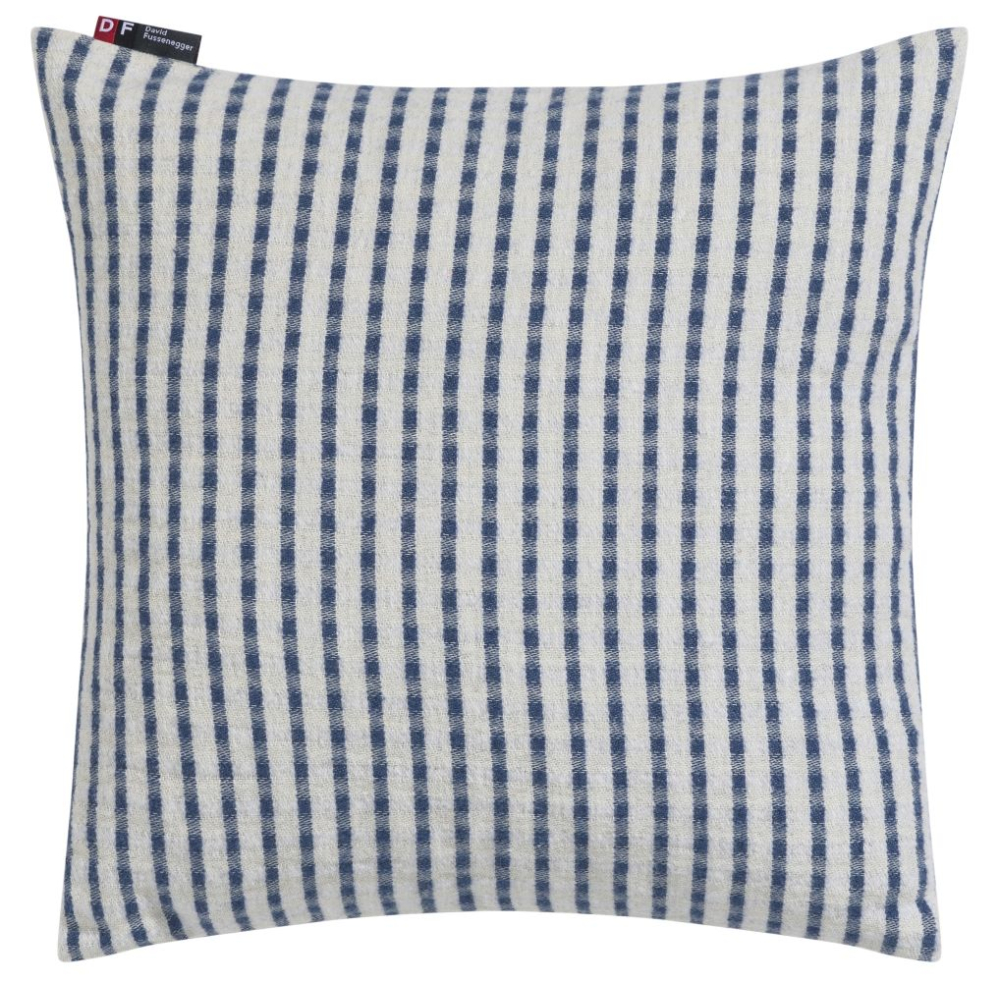 David Fussenegger Kissenhülle Riva 'Streifen strukturiert' 40 x 40 cm Marine- Blau