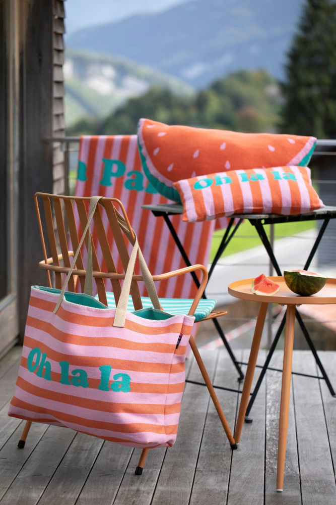 Preview: David Fussenegger Kissen gefüllt Silvretta 'Melone' 35 x 70 cm Dunkelorange