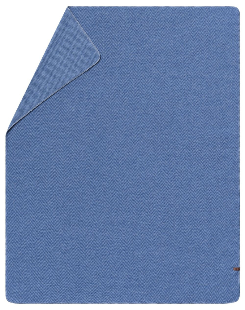 David Fussenegger Wolldecke Merano 'Fischgrät' 160 x 200 cm Jeans- Blau