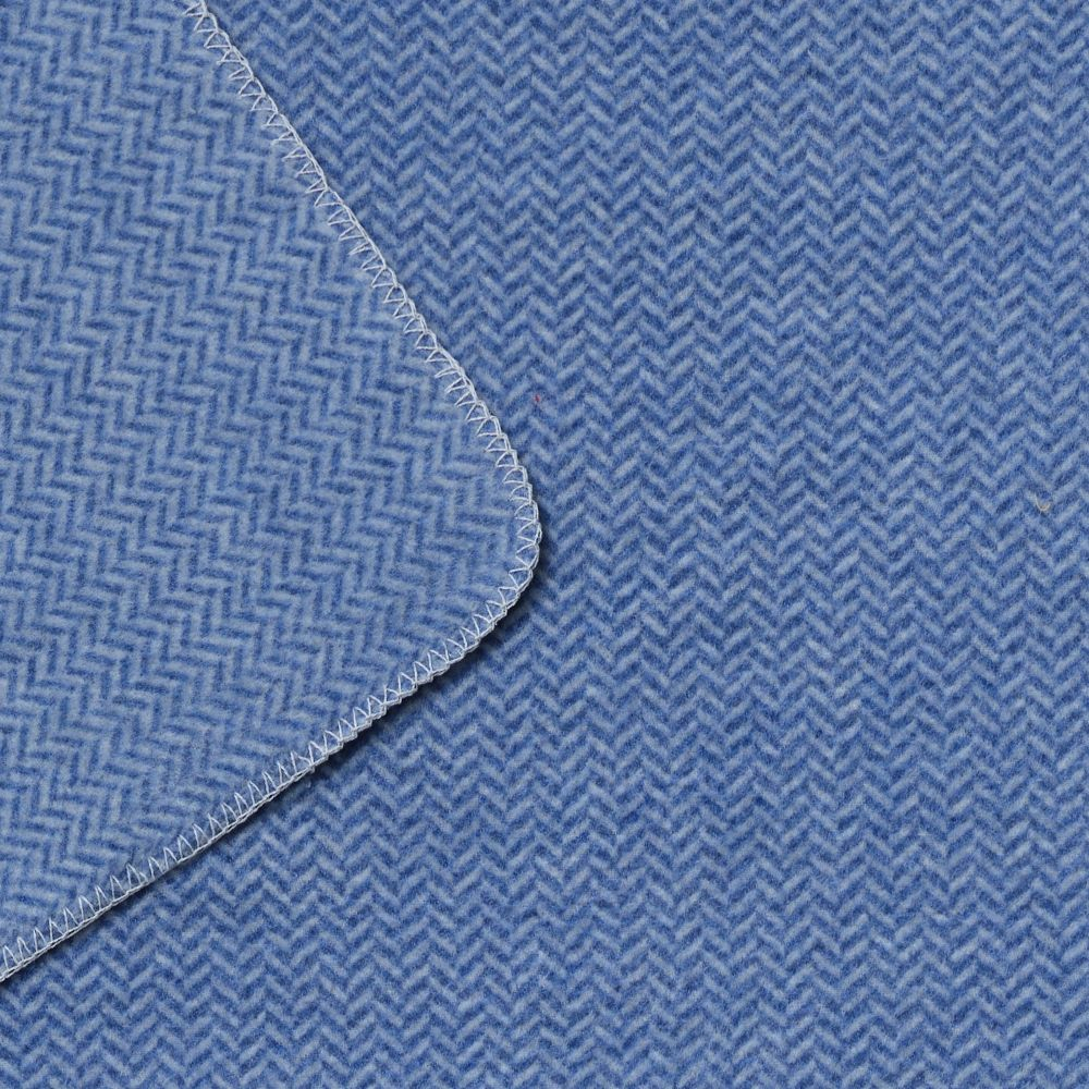 David Fussenegger Wolldecke Merano 'Fischgrät' 160 x 200 cm Jeans- Blau