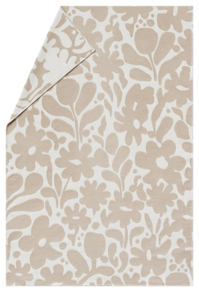 David Fussenegger Wohndecke Plaid Carla 'Flowers' 135 x 200 cm Zement- Beige