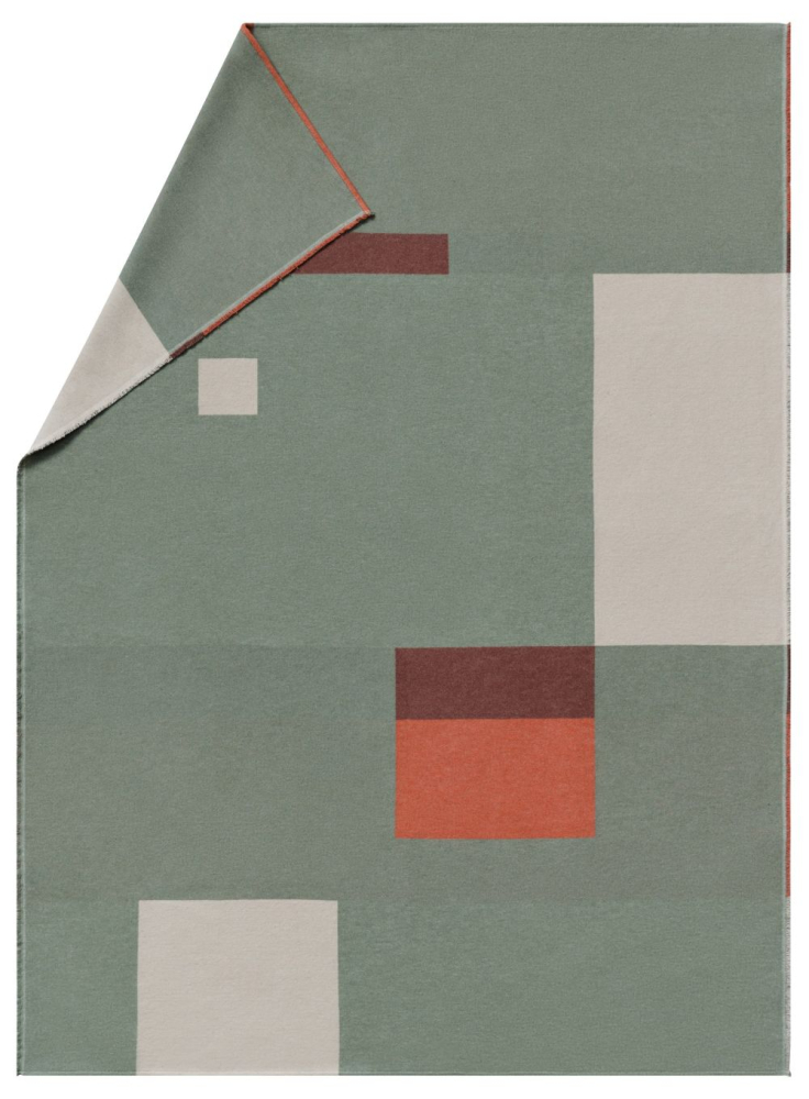 David Fussenegger Wohndecke Luca 'Squares' 140 x 200 cm Grün