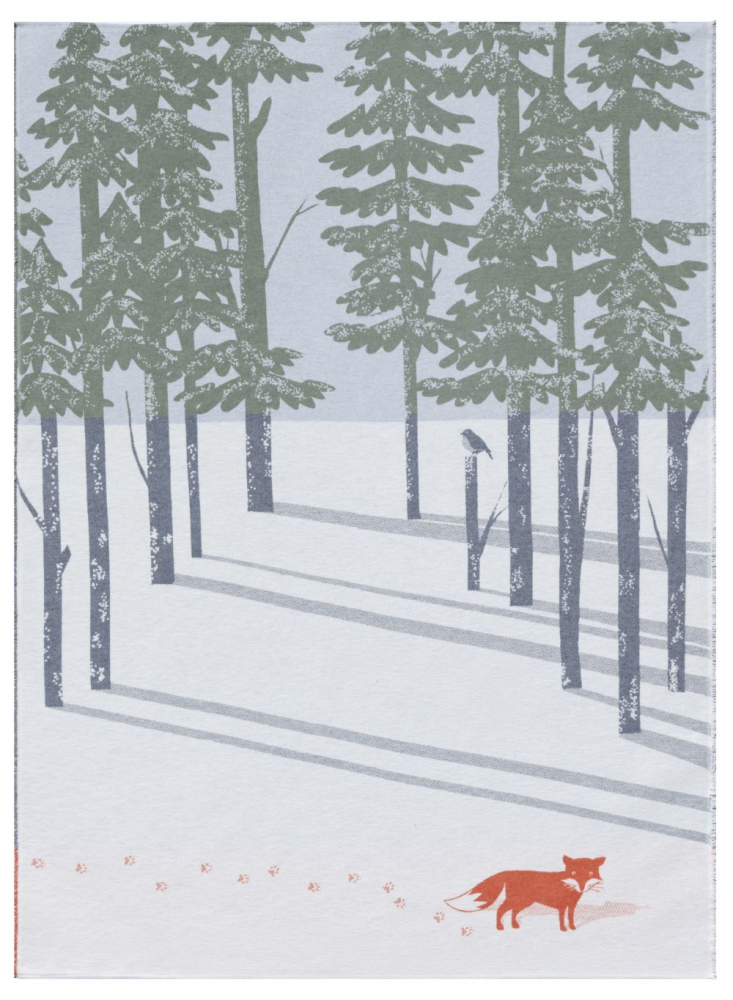 David Fussenegger Wohndecke Luca 'Fuchs im Wald' 140 x 200 cm Rohweiß