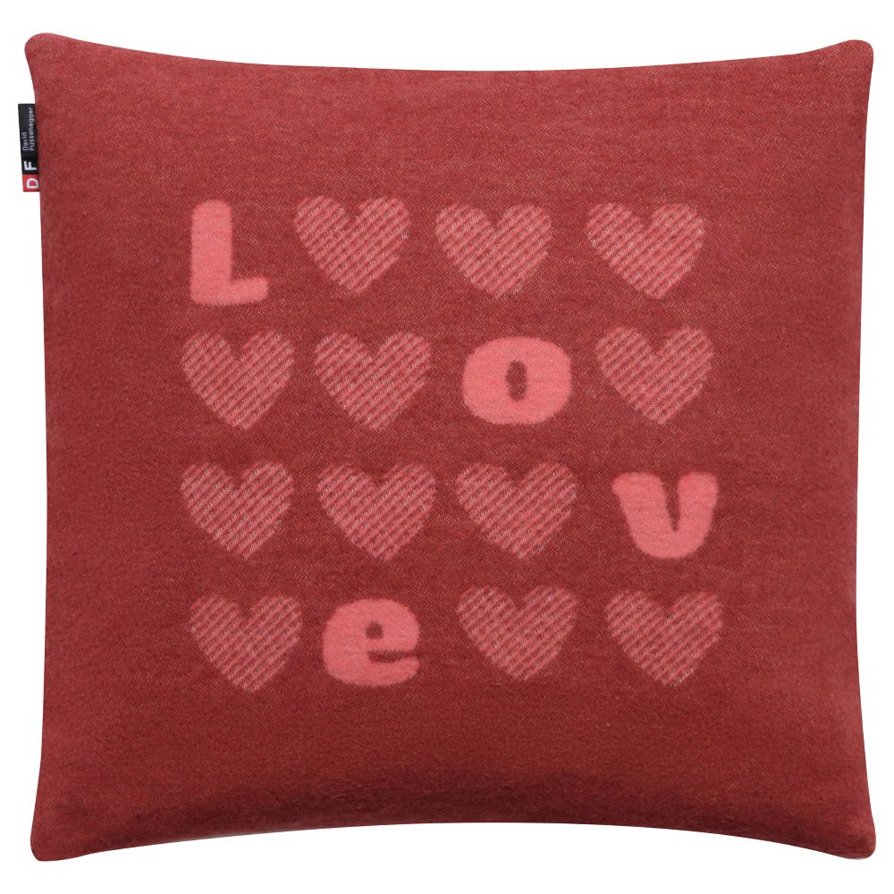 David Fussenegger Kissenhülle Silvretta 'Herzen/Love' 40 x 40 cm Rot