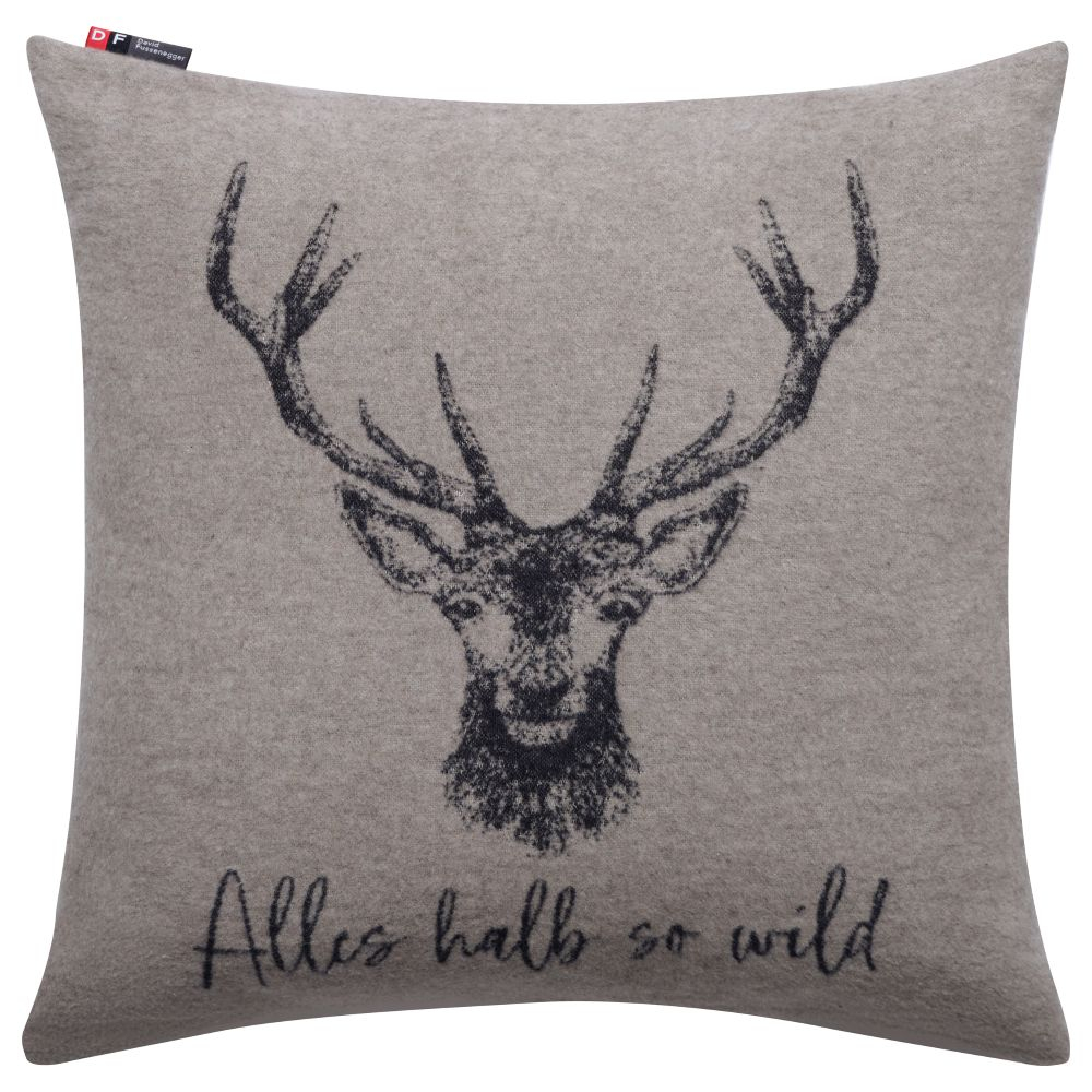 David Fussenegger Kissenhülle Silvretta 'Alles halb so wild' 50 x 50 cm Schlamm- Beige