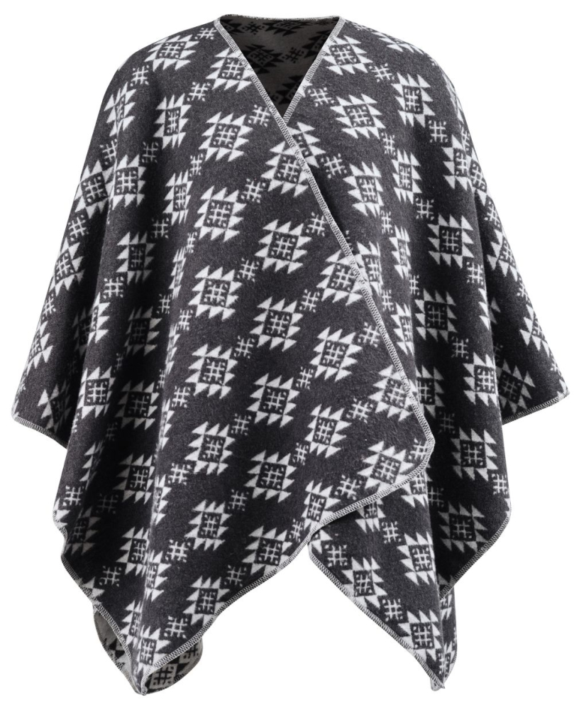David Fussenegger Poncho Silvretta 'Aztek' 70 x 140 cm Anthrazit