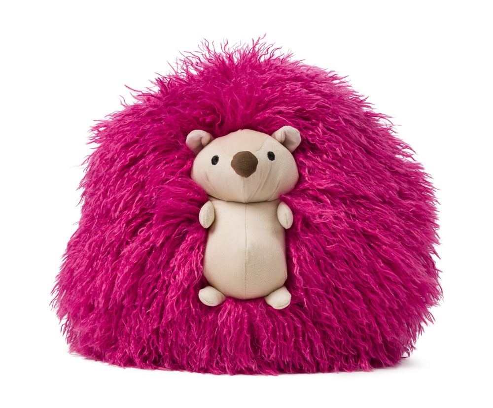 Gözze gefülltes Kissen 'Igel' 26 x 26 cm Magenta
