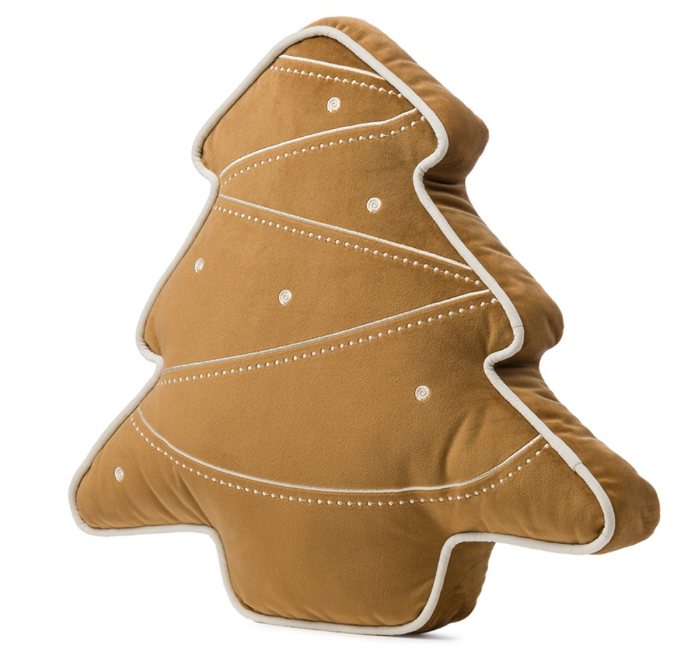 Preview: Gözze gefülltes Kissen Lebkuchen 'Tanne' 27 x 34 cm Hellbraun