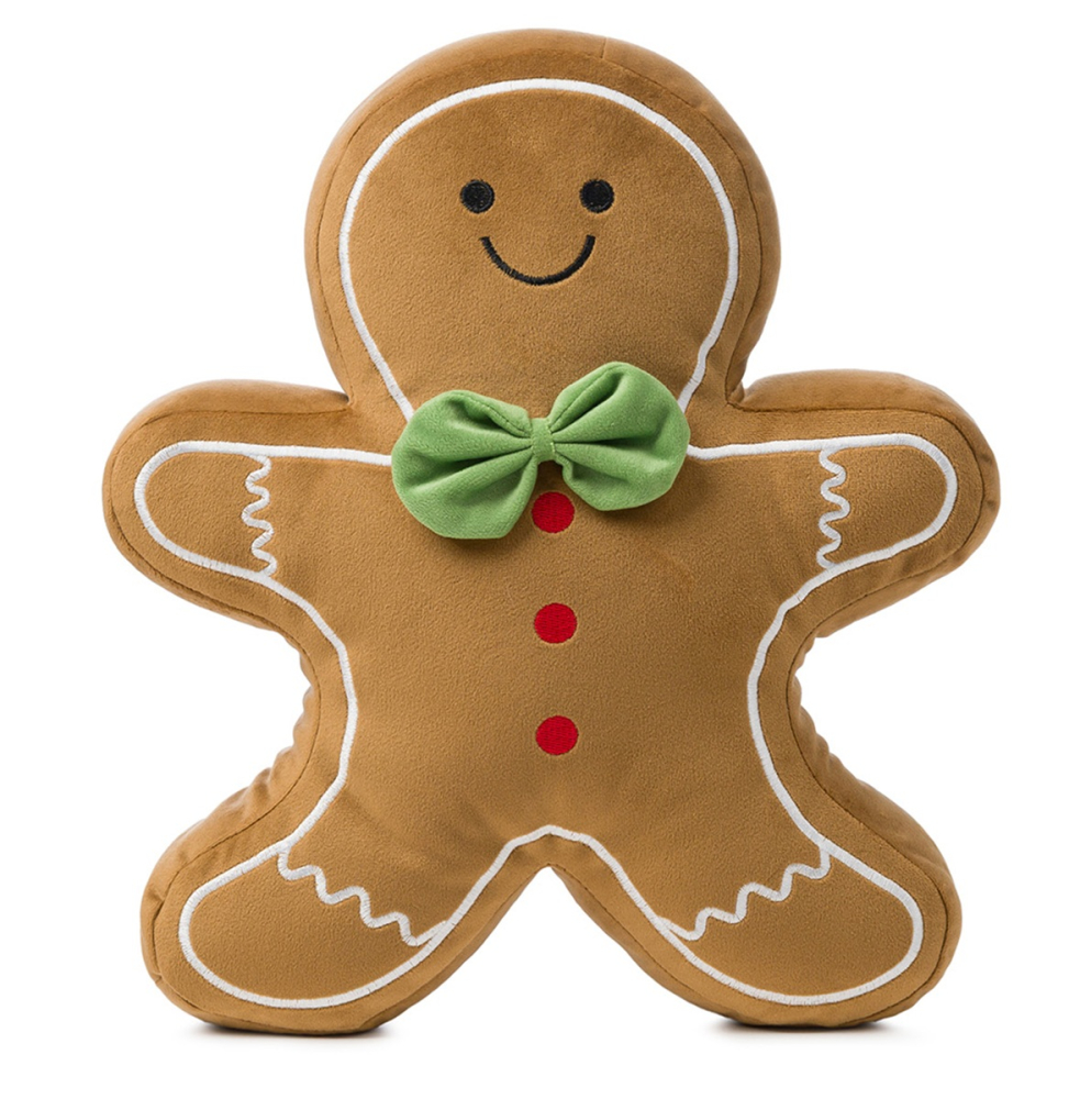 Gözze gefülltes Kissen Lebkuchen 'Mann' 27 x 34 cm Hellbraun