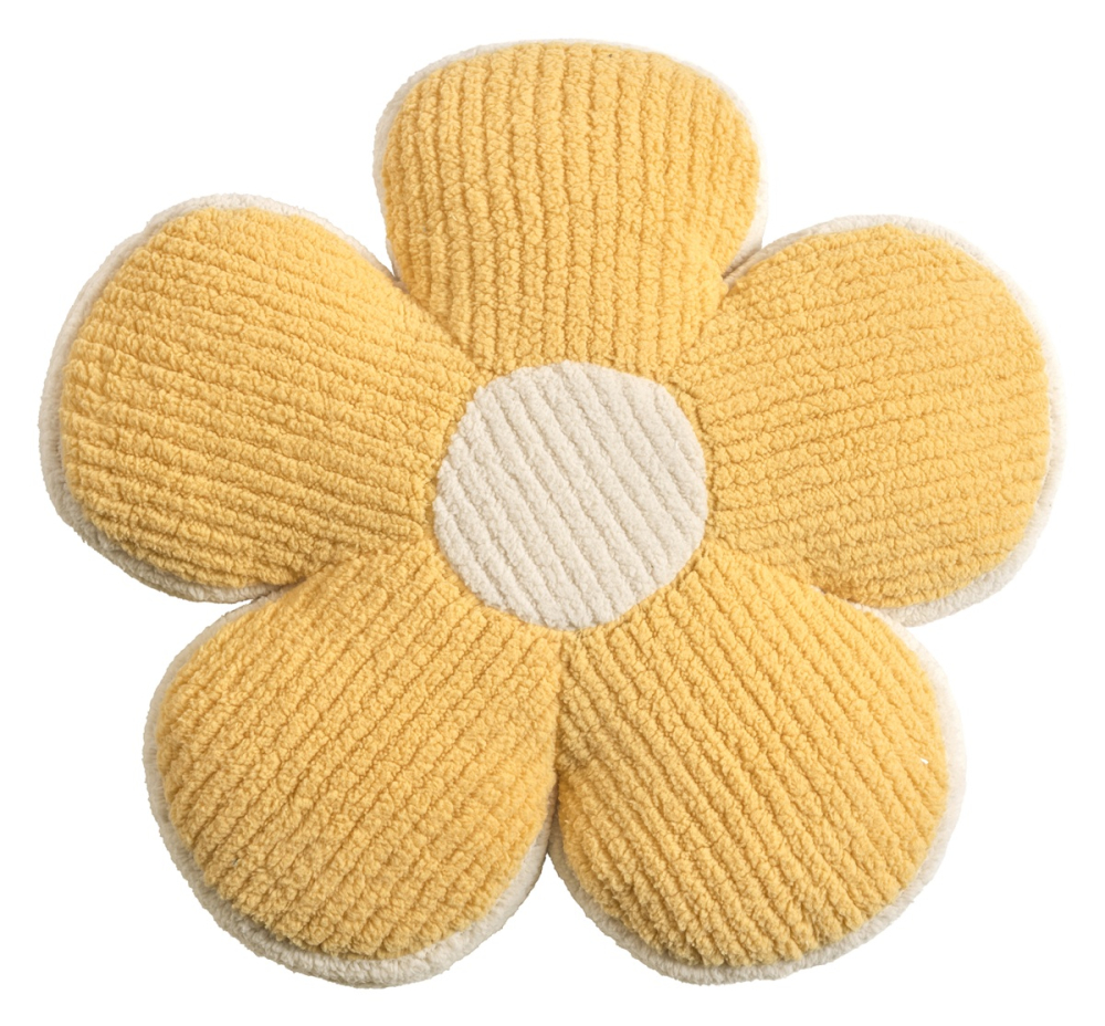 LANFIRE Blume Plüschkissen – Dekokissen In Blumenform, 45 Cm, Gelb, Mit PP-Baumwollfüllung, Als Sitz- Oder Rückenkissen Für Sofa, Bett & Boden