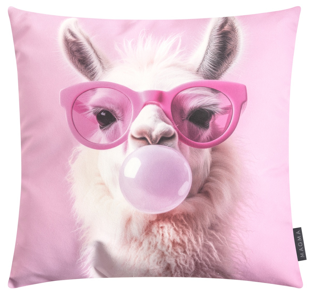 Magma gefülltes Kissen Bubblegum 'Lama' 45 x 45 cm Pink