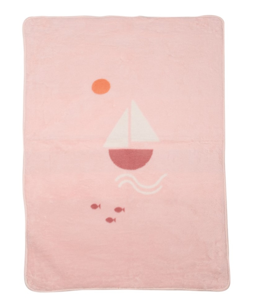 David Fussenegger Babydecke Maja 'Segelboot' 75 x 100 cm Altrosa