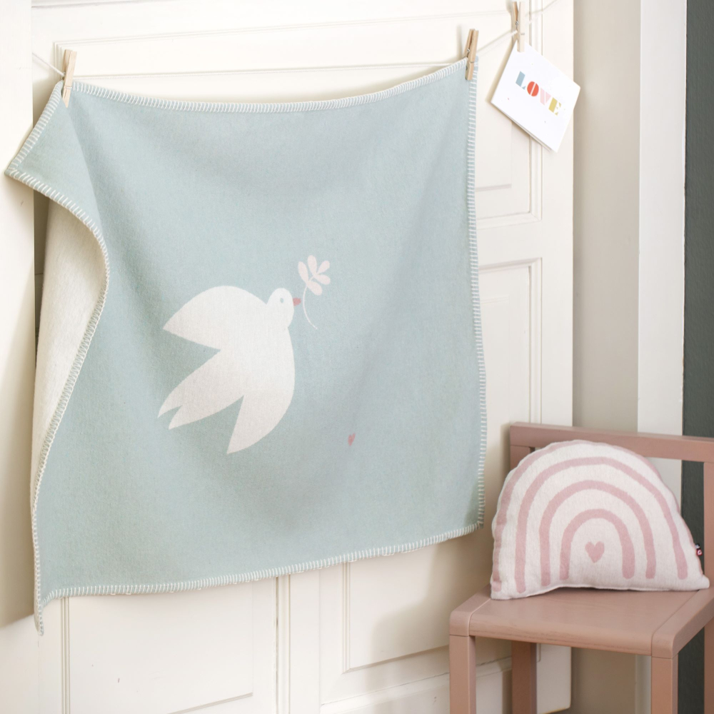 Preview: David Fussenegger Babydecke Lili 'Taube' 70 x 90 cm Grün