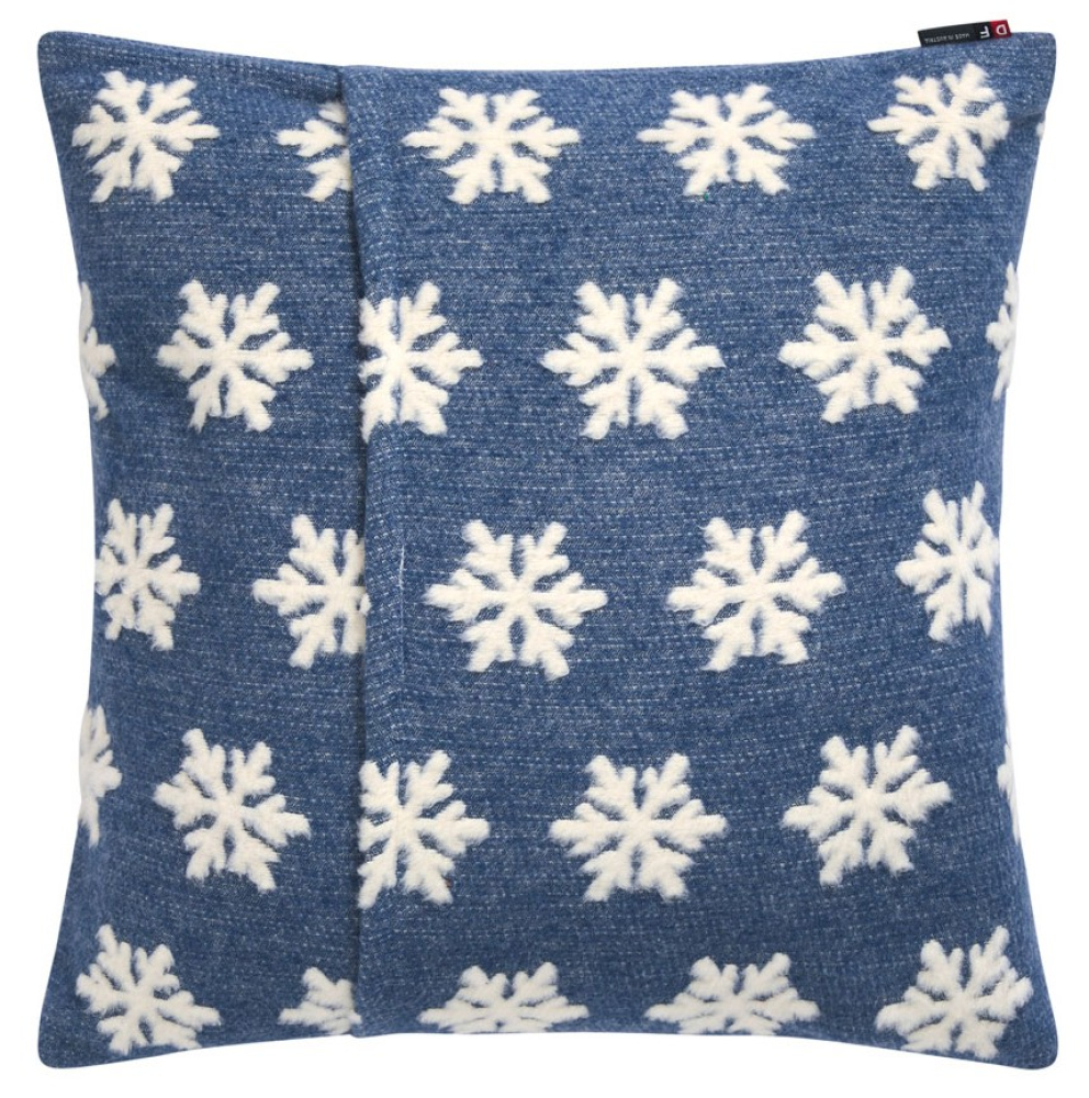 David Fussenegger Kissenhülle Carla 'Schneeflocke' 50 x 50 cm Jeans- Blau