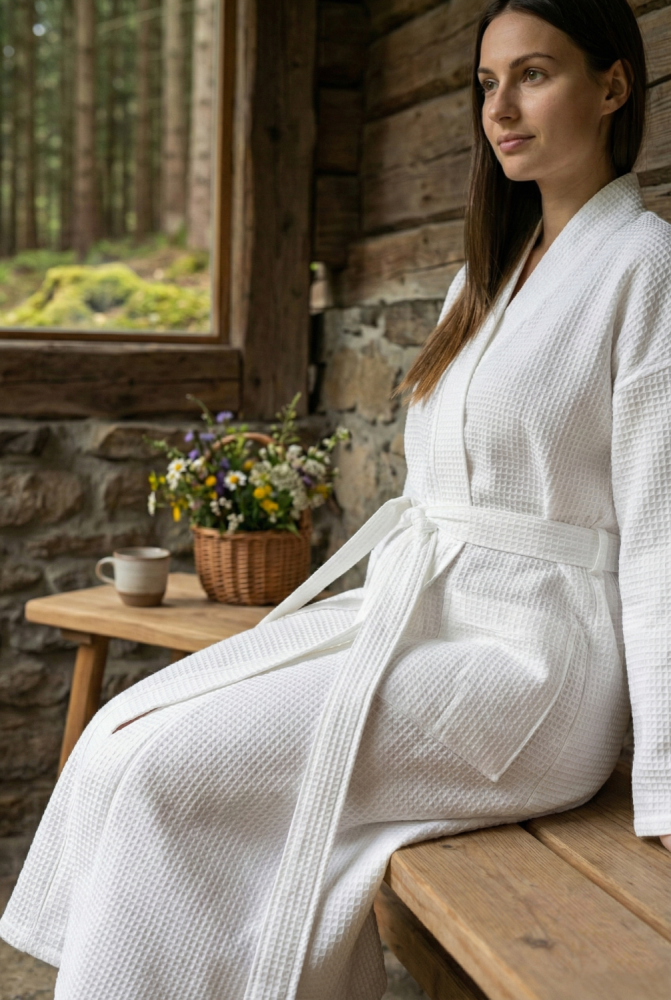 Preview: framsohn Unisex Waffelpiqué Bademantel