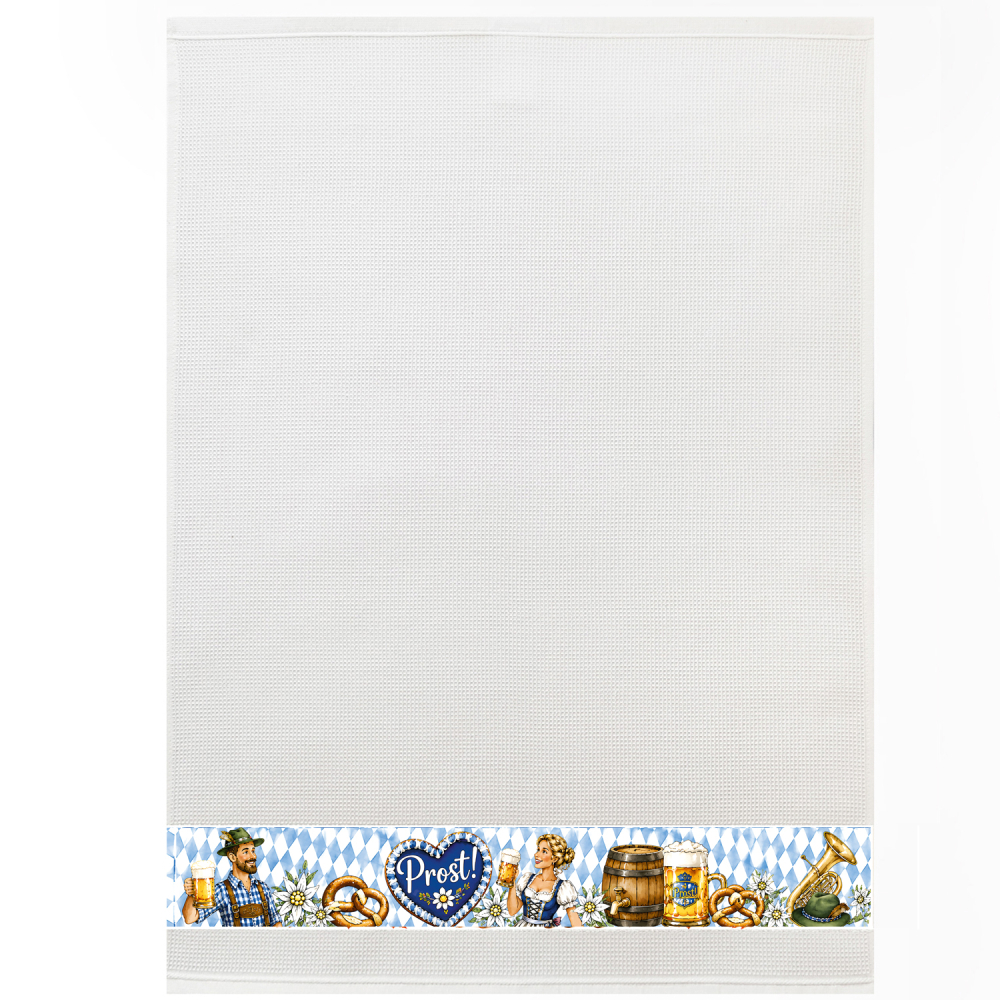 framsohn Geschirrtuch Waffel 'Prost' 50 x 70 cm Weiß
