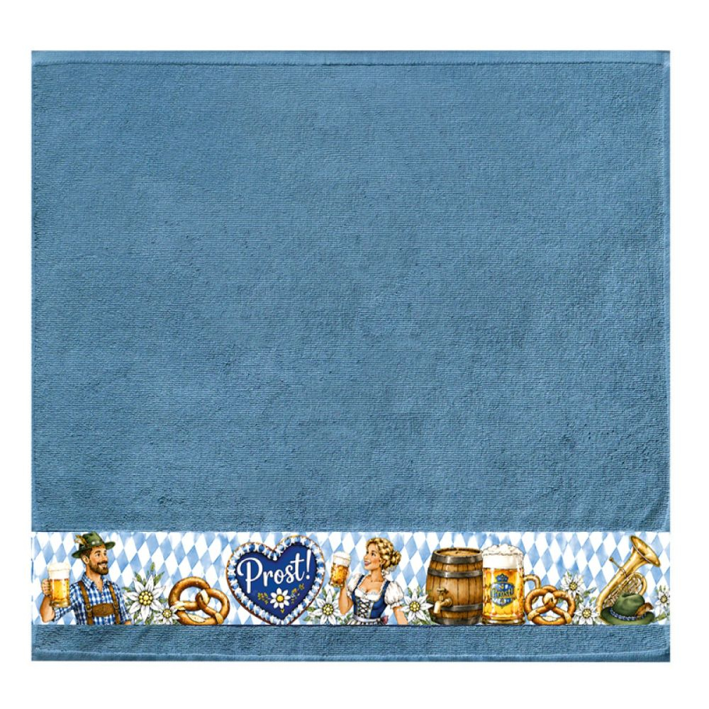 framsohn Geschirrtuch Frottier 'Prost' 50 x 50 cm Blau
