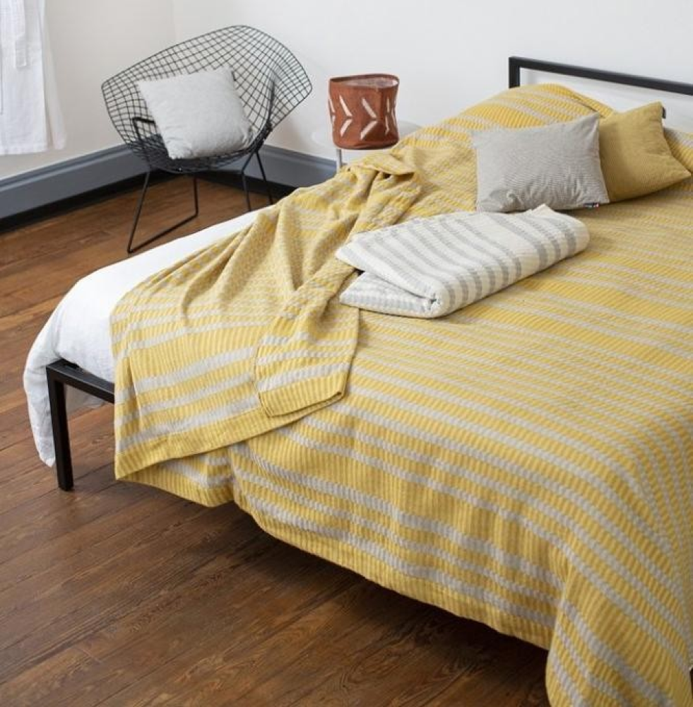 C&F Home Radley Plaid Gewebter Überwurf – 127 X 152 Cm, Gelb, 100% Baumwolle, Waschbar & Kuschelweich