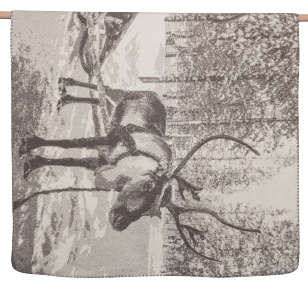 David Fussenegger Kurzflor- Wohndecke Savona 'Rentier mit Schlitten' 150 x 200 cm Schlamm
