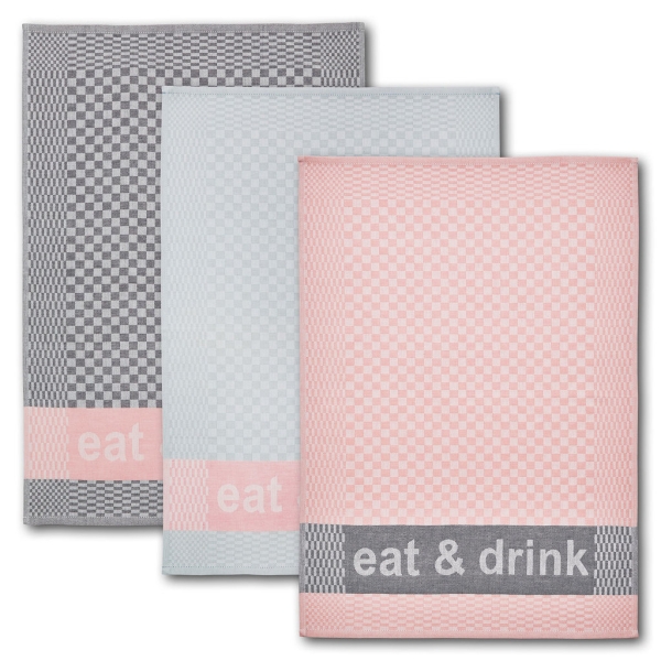 Dyckhoff Geschirrtuch 3-Set 'eat & drink' 50 x 70 cm