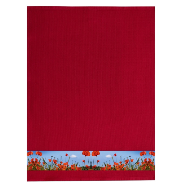 framsohn Geschirrtuch Waffel 'Mohnfeld' 50 x 70 cm Bordeaux