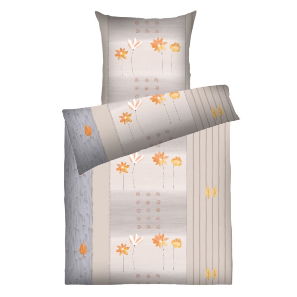 Dyckhoff Weichfrottier Bettwäsche 'Annabell' beige - orange 155 x 200 cm + 80 x 80 cm