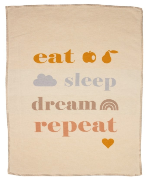 David Fussenegger Babydecke Lena 'eat sleep...' 75 x 100 cm Rohweiß
