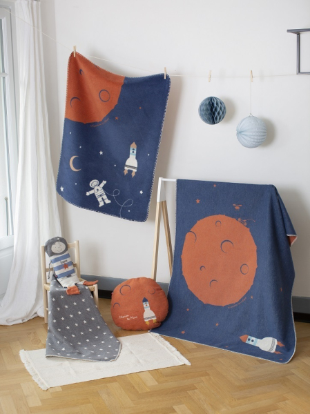 David Fussenegger Babydecke Juwel in der Puppe 'Astronaut' 70 x 90 cm Filz Mélé - Grau