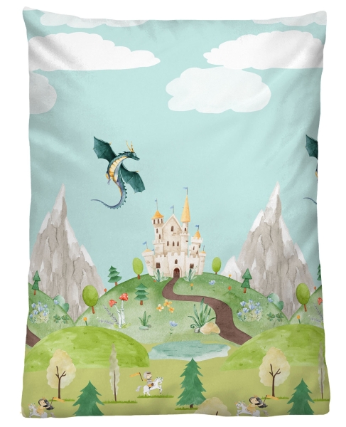 Biberna Renforcé Kinder - Bettwäsche "Ritterburg" 100 x 135 cm Pistaziengrün
